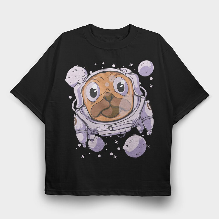 Astropug, Tricou Oversize Barbati (Unisex)