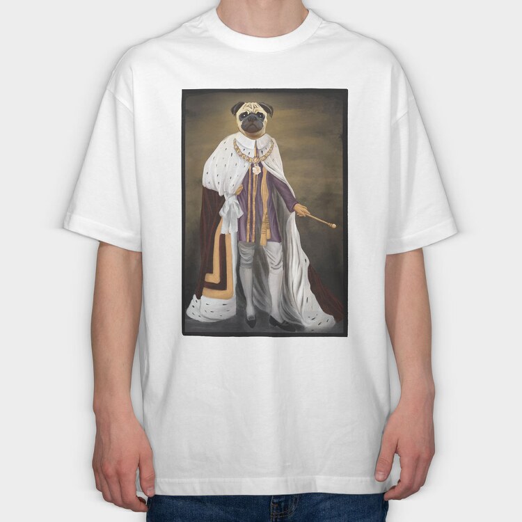 Royalty Pug Painting, Tricou Oversize Barbati (Unisex)