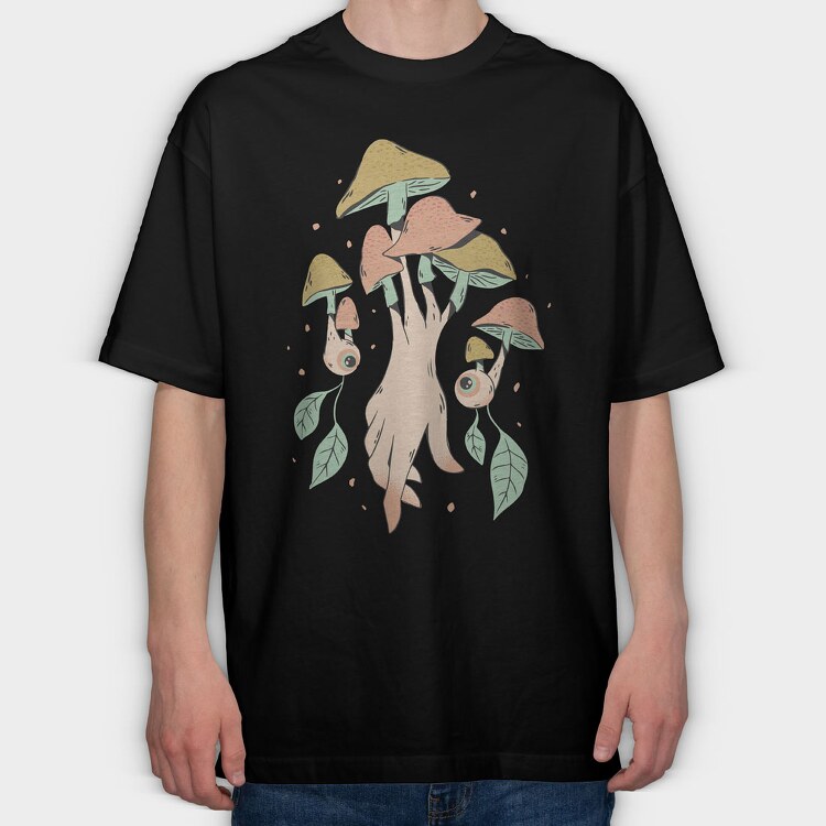 Mushroom Hand, Tricou Oversize Barbati (Unisex)
