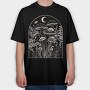 Mushrooms Moon Monochrome, Tricou Oversize Barbati (Unisex)