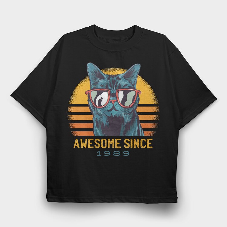 Awesome Cat Since, Tricou Oversize Barbati (Unisex)
