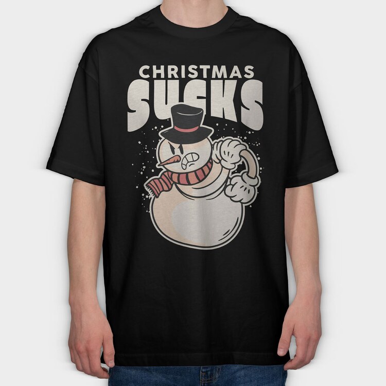 Christmas Sucks Snowman, Tricou Oversize Barbati (Unisex)