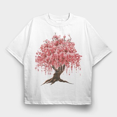 Sakura Tree Watercolor, Tricou Oversize Barbati (Unisex)