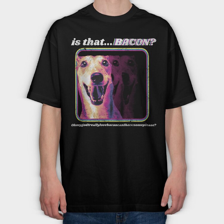 Bacon Dog, Tricou Oversize Barbati (Unisex)