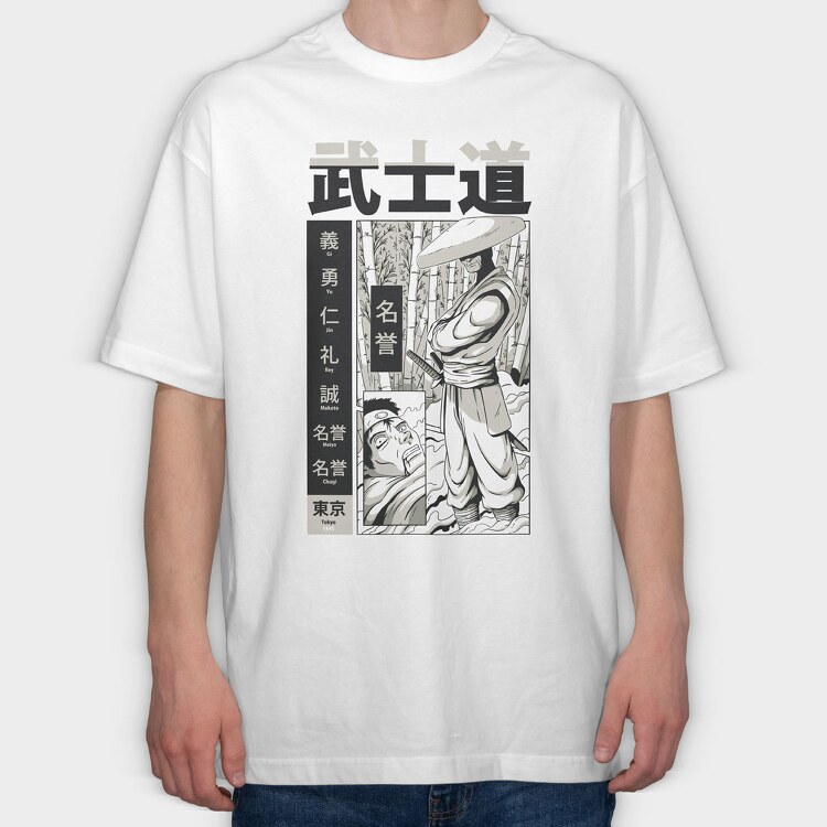 Samurai Bushido 1, Tricou Oversize Barbati (Unisex)