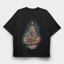 Christmas Tree Watercolor, Tricou Oversize Barbati (Unisex)