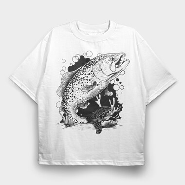Fish Illustration, Tricou Oversize Barbati (Unisex)