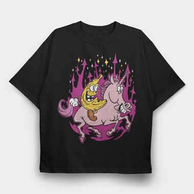 Banana Riding a Unicorn, Tricou Oversize Barbati (Unisex)