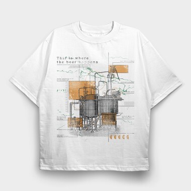 Infographics Beer Factory, Tricou Oversize Barbati (Unisex)