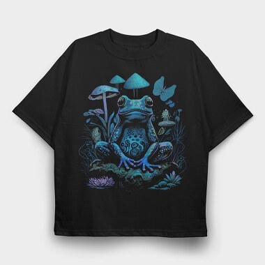 Trippy Frog Mushroom, Tricou Oversize Barbati (Unisex)