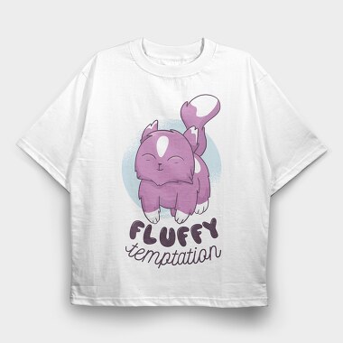 Fluffy Cat, Tricou Oversize Barbati (Unisex)