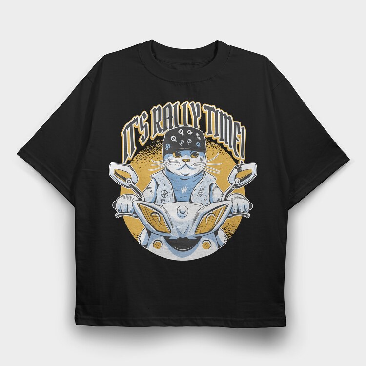 Its Rally Time Cat, Tricou Oversize Barbati (Unisex)