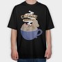 Coffee Cat 2, Tricou Oversize Barbati (Unisex)
