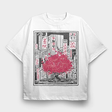 Japan Tree City, Tricou Oversize Barbati (Unisex)
