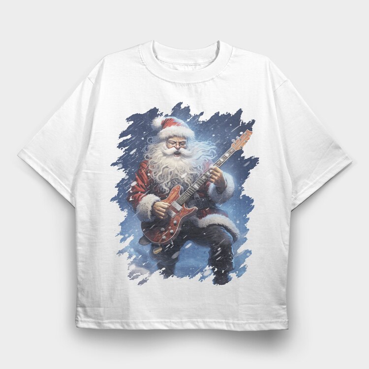 Santa Claus Rocking, Tricou Oversize Barbati (Unisex)