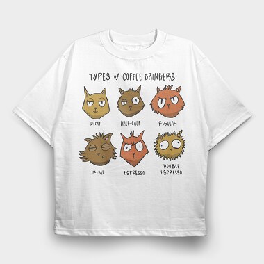 Coffee Cats, Tricou Oversize Barbati (Unisex)