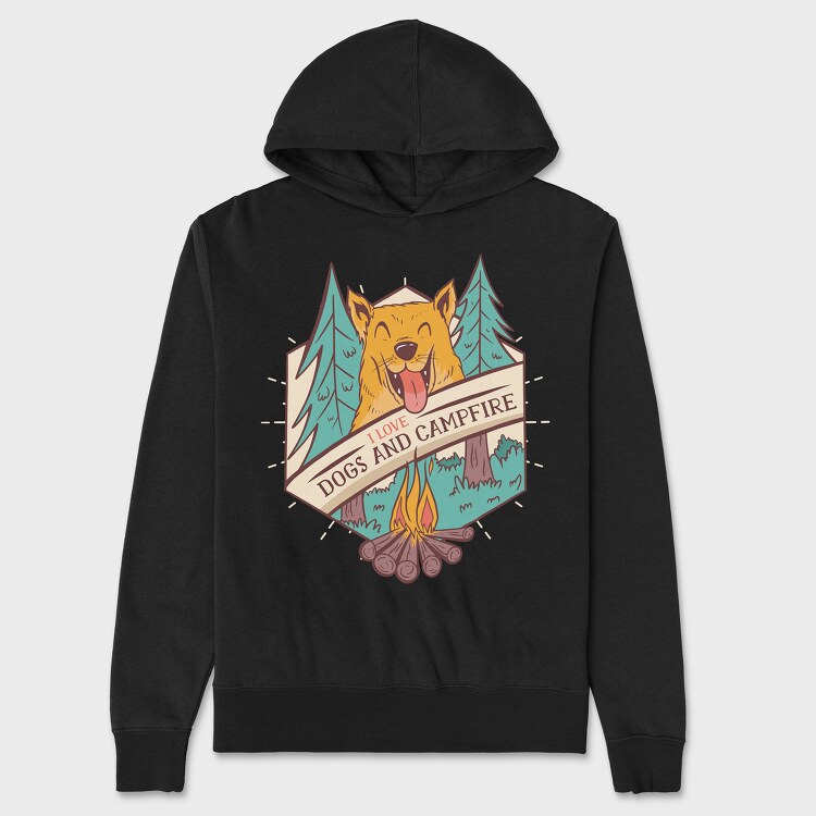 I Love Dogs and Campfire, Hanorac Oversize Barbati (Unisex)