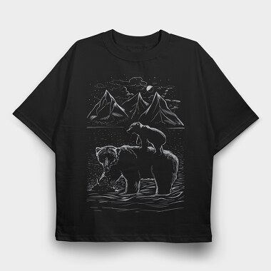 Bear Family Lines, Tricou Oversize Barbati (Unisex)