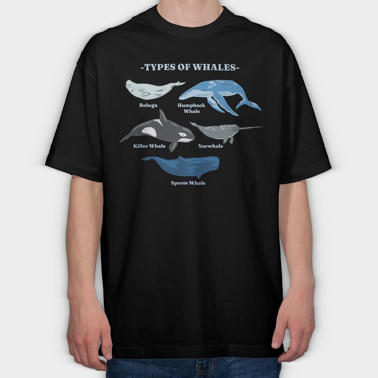 Types of Whales, Tricou Oversize Barbati (Unisex)