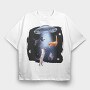 Ufo Cats, Tricou Oversize Barbati (Unisex)