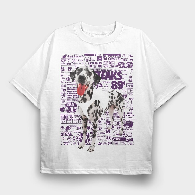 Newspaper Cutout Dalmatian, Tricou Oversize Barbati (Unisex)