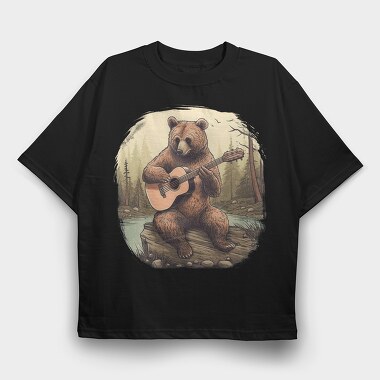 Bear Guitar Cottagecore, Tricou Oversize Barbati (Unisex)