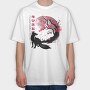 Fox and Sakura Tree, Tricou Oversize Barbati (Unisex)