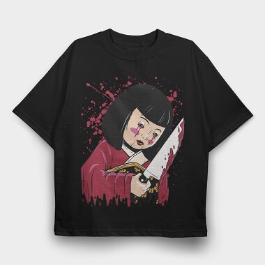 Scary Japanese Doll, Tricou Oversize Barbati (Unisex)