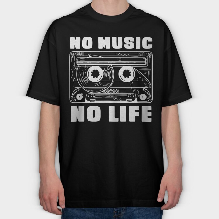 No Music No Life, Tricou Oversize Barbati (Unisex)
