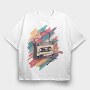 Colorful Cassette Pencil Retro, Tricou Oversize Barbati (Unisex)