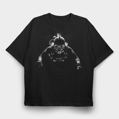 Scuba Diver Monochrome Front View, Tricou Oversize Barbati (Unisex)