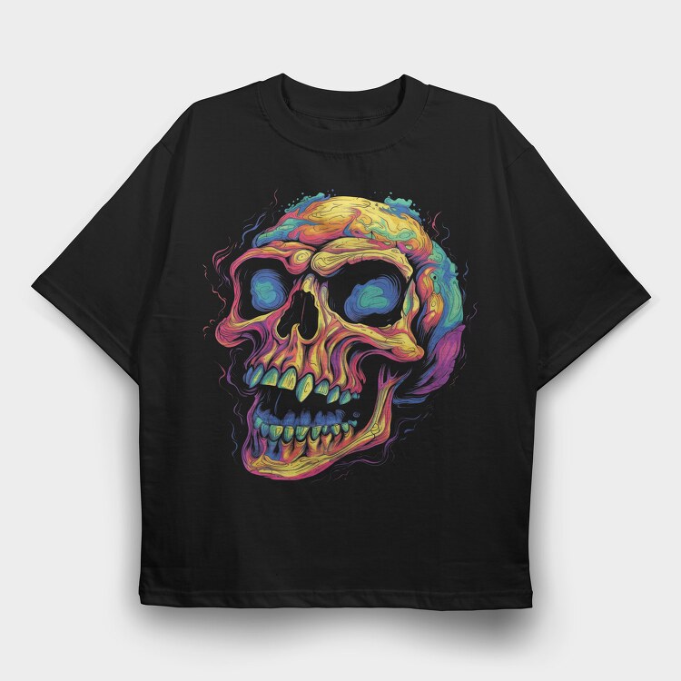 Colorful Skull, Tricou Oversize Barbati (Unisex)