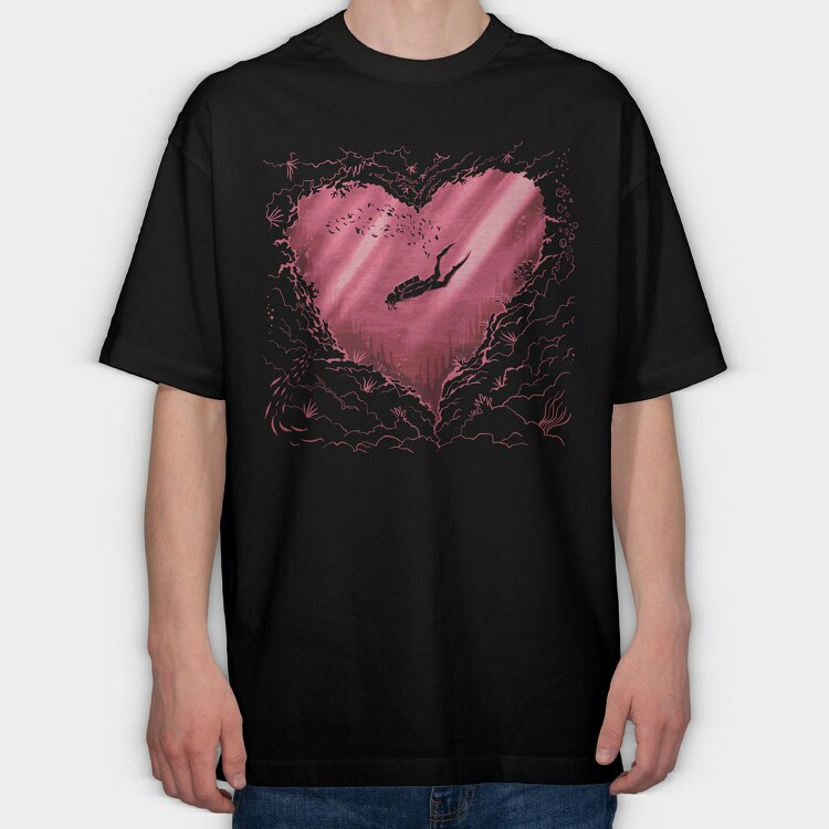 Scuba Heart, Tricou Oversize Barbati (Unisex)