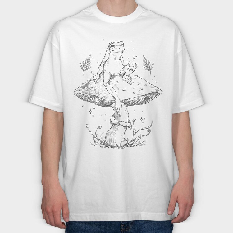 Frog Cottage Sketch, Tricou Oversize Barbati (Unisex)