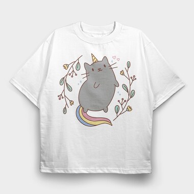 Unicorn Cat Cute, Tricou Oversize Barbati (Unisex)