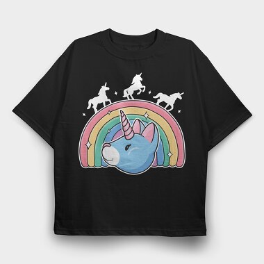 Unicorn Cat Rainbow, Tricou Oversize Barbati (Unisex)