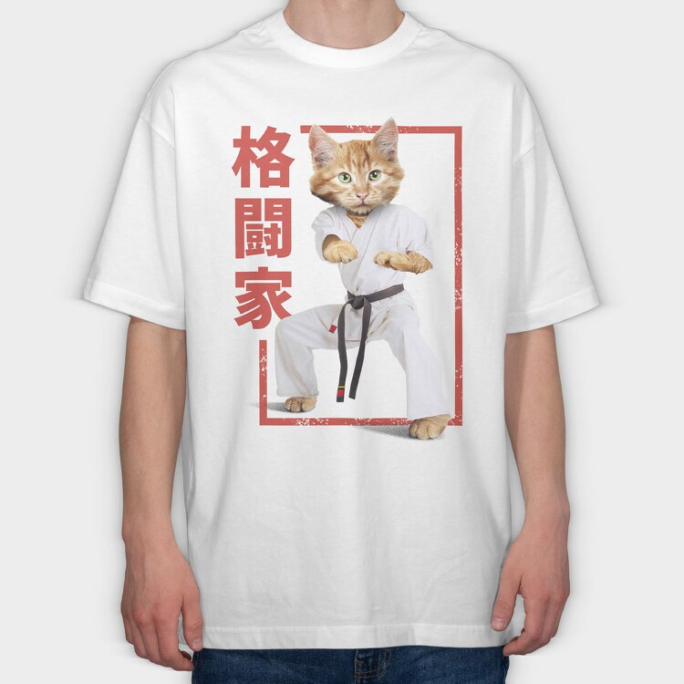 Karate Cat, Tricou Oversize Barbati (Unisex)