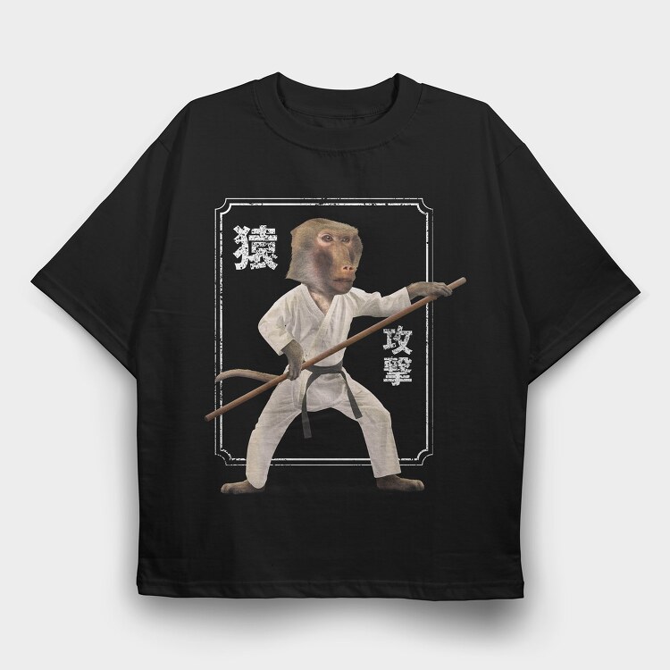 Karate Monkey, Tricou Oversize Barbati (Unisex)