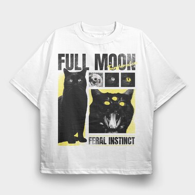 Full Moon Cat, Tricou Oversize Barbati (Unisex)