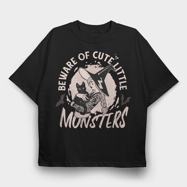 Beware of Cute Little Monsters, Tricou Oversize Barbati (Unisex)