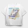 Cool Cat Ice Cream, Tricou Oversize Barbati (Unisex)