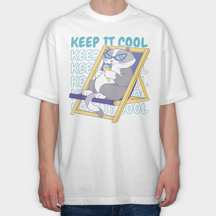 Cool Cat Ice Cream, Tricou Oversize Barbati (Unisex)