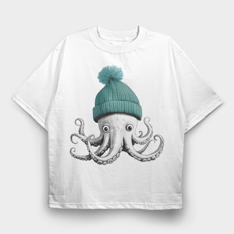 Octopus Winter Hat, Tricou Oversize Barbati (Unisex)