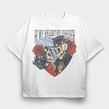 Valentine Skulls, Tricou Oversize Barbati (Unisex)