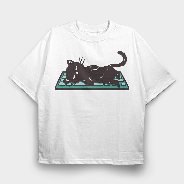 Keyboard Kitty, Tricou Oversize Barbati (Unisex)