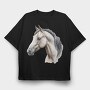 Side View Realistic Horse, Tricou Oversize Barbati (Unisex)