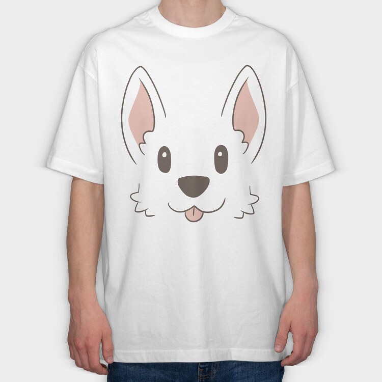 Corgi Face, Tricou Oversize Barbati (Unisex)