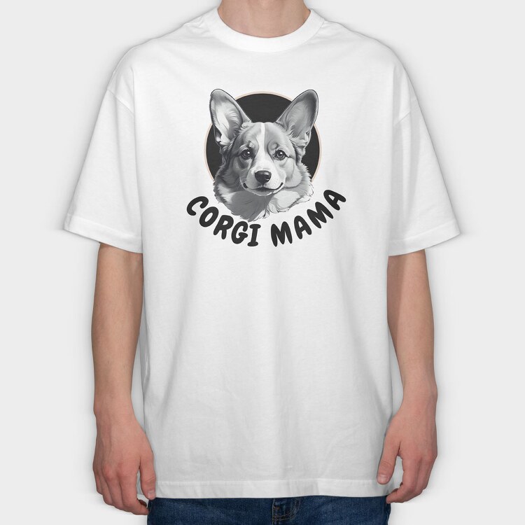 Corgi Mama, Tricou Oversize Barbati (Unisex)
