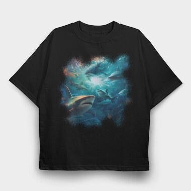 Galaxy of Sharks, Tricou Oversize Barbati (Unisex)