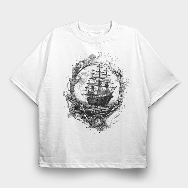 Old Sailing Ship, Tricou Oversize Barbati (Unisex)